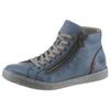 Schnürboots RIEKER, Damen, Gr. 36, blau (stahlblau), Lederimitat, unifarben, sportlich, Schuhe, Schnürstiefelette, Casual-Boots mit Reißverschluss außen