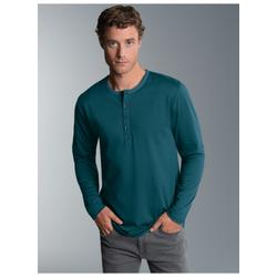 Longsleeve TRIGEMA "TRIGEMA Langarmshirt mit Knopfleiste", Herren, Gr. L, blau (saphir), 100% Baumwolle, casual, Langarm, Shirts