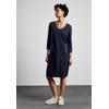 Sweatkleid STREET ONE, Damen, Gr. 44, EURO-Größen, blau (tiefblau), Stoff, 60% Viskose, 35% Polyamid, 5% Elasthan, unifarben, casual, comfort fit knielang, V-Ausschnitt, 3/4-Ärmel Bündchen, Kleider, knielang