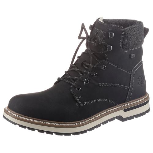 Schnürstiefel RIEKER Gr. 42, schwarz (schwarz-grau) Herren Schuhe Schnürboots Herbstschuh mit Rieker-TEX Ausstattung