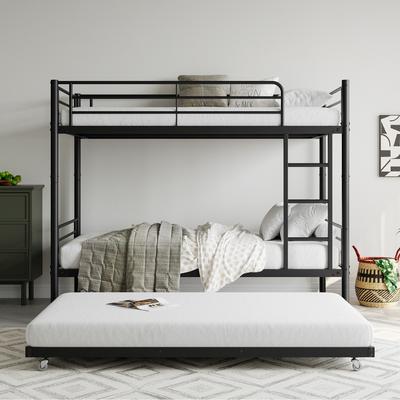 Twin Bunk Bed with Trundle Metal Bunkbeds