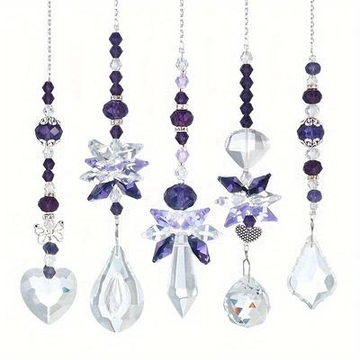 TEMU 5 Pcs Classic Wedding : Glass Hanging Decorations With Silver Chains - No Feathers, No Electricity Required Image