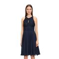 Abendkleid VERA MONT "Vera Mont Abendkleid mit Spitze", Damen, Gr. 42, Normalgrößen, blau (night sky), Obermaterial: 100% Polyester. Futter: 100% Polyester., feminin, tailliert kurz, amerikanischer Ausschnitt, ohne Ärmel, Kleider, Spitze
