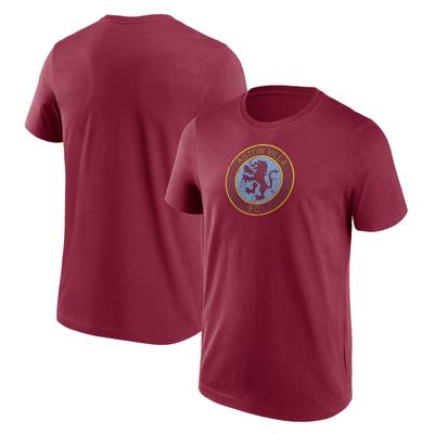 Aston Villa Distressed Retro Logo Graphic T-Shirt – Weinrot – Herren Image