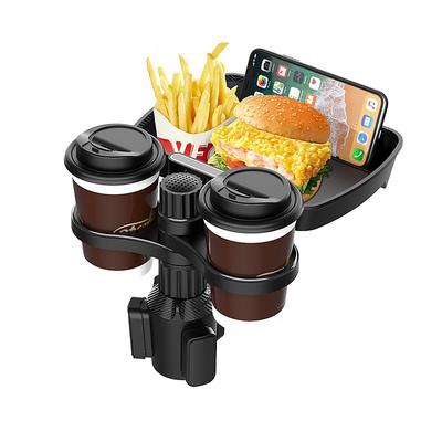 Multifunctional Car Cup Holder Attachable with 360 Degree Tray Swivel Adjustable Car Food Eating Tray Table for Cup Holders