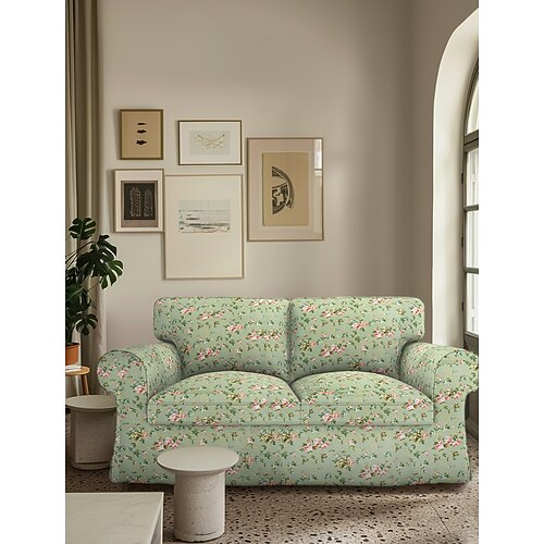 Loveseat 2-Sitzer Sofa Bezug floral Abdeckung maßgefertigt 100% Baumwolle weich und langlebig maschinenwaschbar für einfache Pflege Image