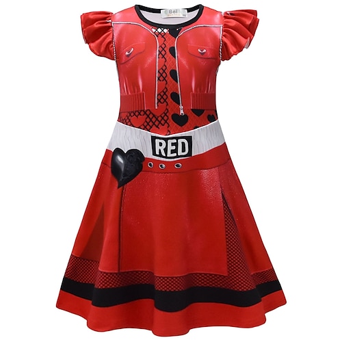 Rote Herzkönigin für Kinder Kleid Kostüm Cosplay for Mädchen Kinder Karneval Maskerade Leistung Party / Abend Image