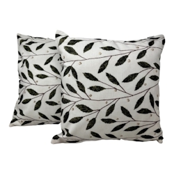 Jet-Line 2-er Deko Kissen Set Sofakissen Oliven Blätter 40x40 cm für In- und Outdoor mit Füllung Image
