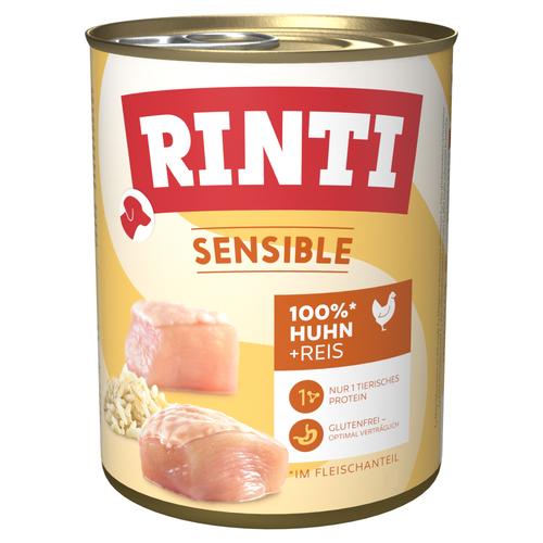 Sparpaket: 12x800g RINTI Sensible Huhn & Reis Hundefutter nass