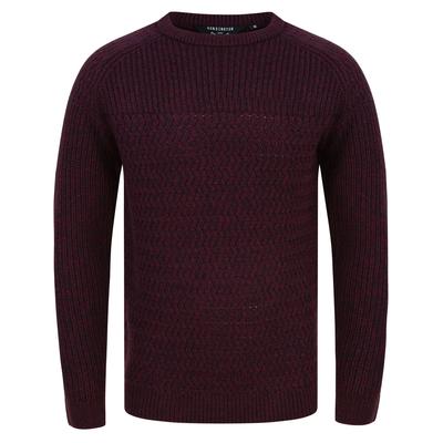 Jumpers Nutini Crew Neck Soft Knitted Jumper in Navy / Burgundy Twist - Kensington Eastside / L - Tokyo Laundry