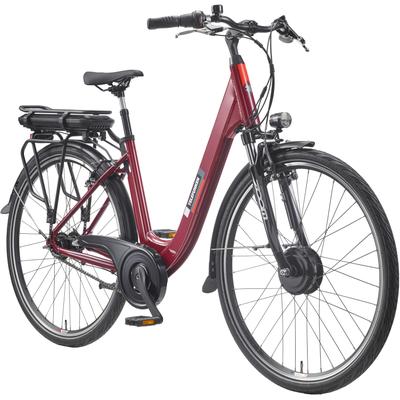 E-Bike TELEFUNKEN "Multitalent RC845" Gr. 47, rot (weinrot), E-Bikes, 47, 28 Zoll (71,12cm), Pedelec, Elektrofahrrad für Herren u. Damen, tiefer Einstieg