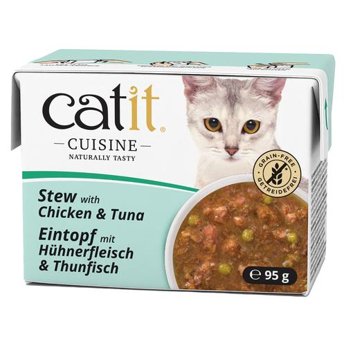 12x95g Catit Cuisine Eintopf Huhn mit Thunfisch Katzenfutter nass