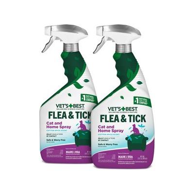 Vet's Best Flea & Tick Cat & Home Cotton Spice Scent Spray for Cats, 32-oz bottle, 2 count