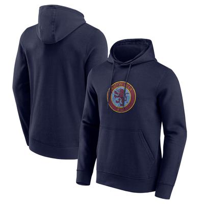 Aston Villa Distressed Retro Logo Grafik-Hoodie – Marineblau – Herren Image