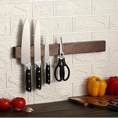 TEMU 16-inch Walnut Magnetic Knife Holder - Wall-mounted, Powerful Wooden Magnet Strip For Kitchen Knives, Creative Magnetic Knife Bar, Essential Kitchen Accessory