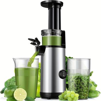 TEMU Shardor Juicer Machine Slow Juicer Cold Press Masticating Juicer Easy To Clean Compact Juice Extractor Machine With , 600ml Juice Cup, Brush Included, Bpa-free,