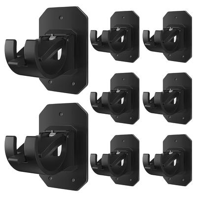 TEMU 8pcs Easy-install No-drill Curtain Rod Brackets - Self-adhesive, Nail-free Hooks With Screws, Adjustable For Poles Up To 4cm Diameter, Modern For Effortless Wall Mounting, Utility Hooks