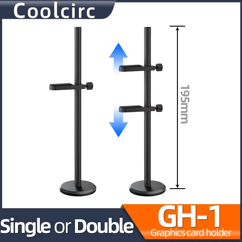 Coolcirc GH-1 Supporto per scheda video grafica in lega di alluminio Supporto nero Custodia per PC desktop Kit di raffreddamento staffa base magnetica antiscivolo