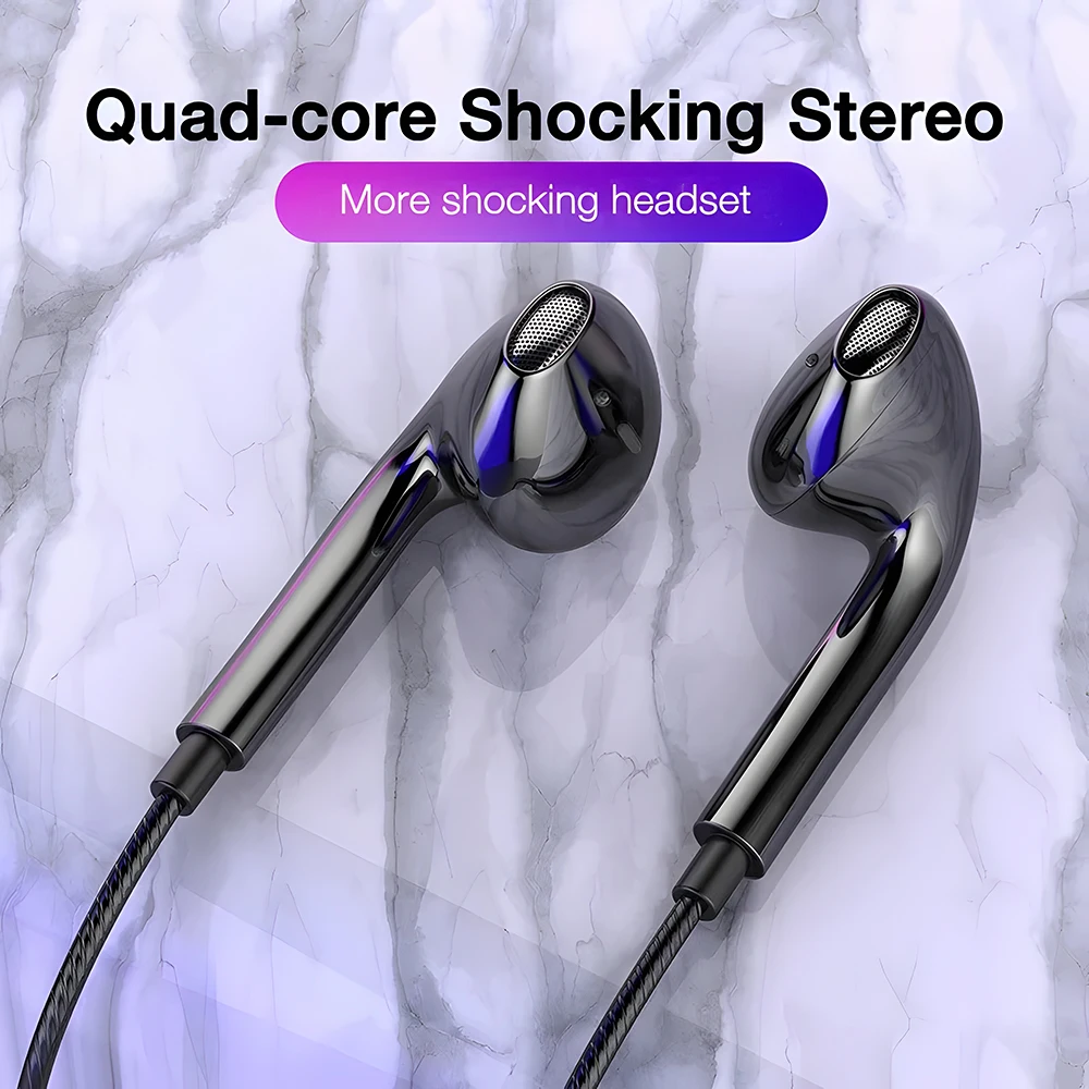 Auricolari cablati di tipo C Cuffie intrauricolari Gioco Cuffie cablate da 3,5 mm con microfono Auricolari stereo per bassi Controllo in linea per telefoni