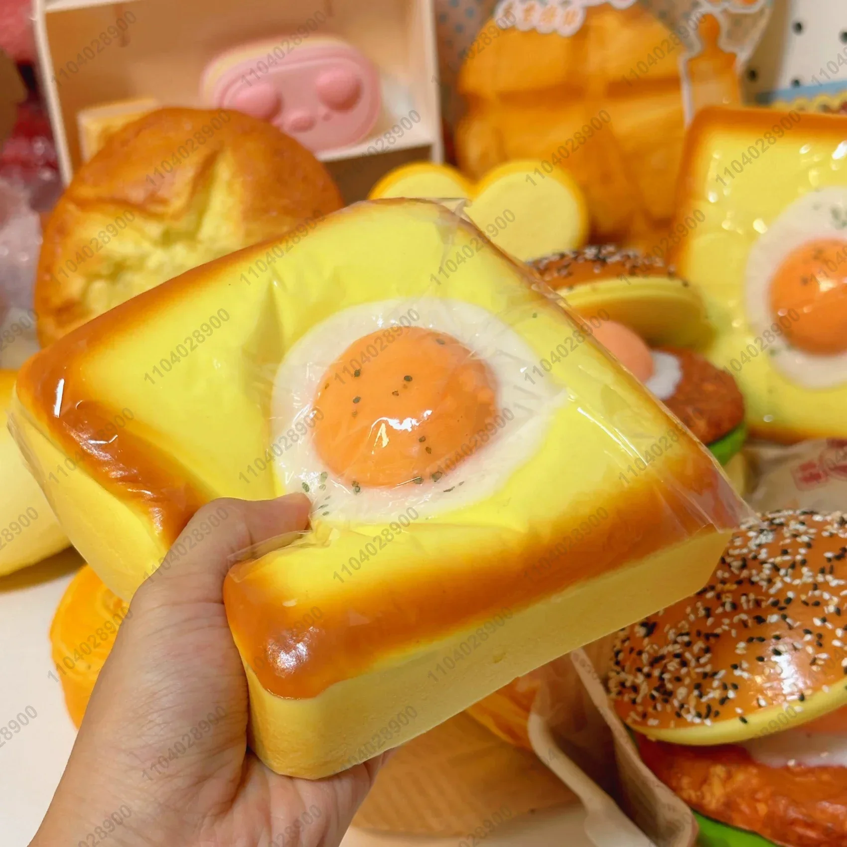 Grande Uovo Fritto Toast Squishy Lento Aumento Uovo Fritto Pane Squishy Rimbalzo Lento Spremere Giocattolo Antistress Rilascio Mano Rilassarsi Giocattolo