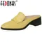 FEDONAS Women Pumps Spring Summer Genuine Leather Mules Thick Heels Square Toe Slippers Office