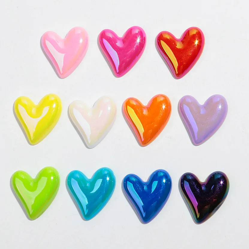 10 stücke Nette Schillernde Liebe Herz Acryl Charme Laser Pfirsich Anhänger für DIY Schmuck Machen Ohrringe Haarnadel Zubehör Großhandel Image