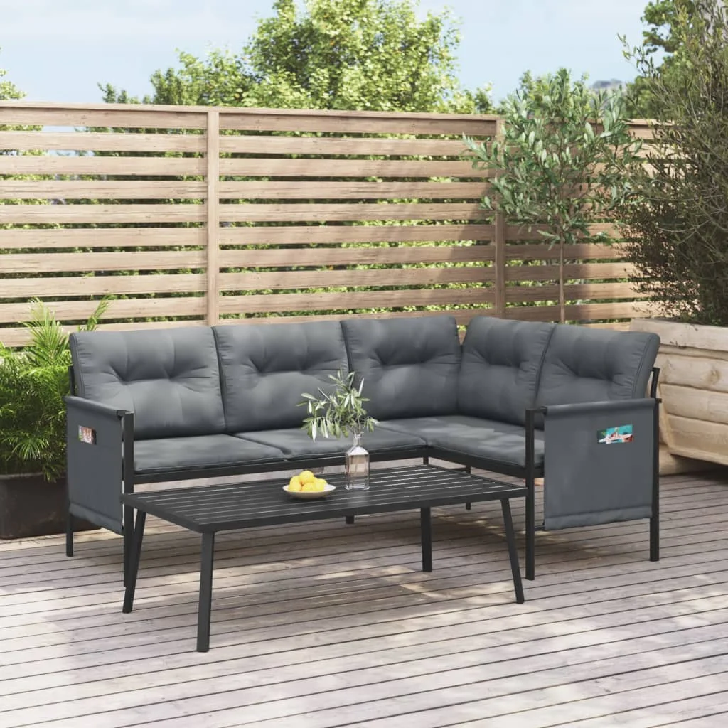2-teiliges Terrassen-Lounge-Set, Sofa, Beistelltisch, Gartenmöbel, Terrasse, Ecksofa-Set, Couchtisch, Terrasse, Garten, mit seitlichen Aufbewahrungsbeuteln Image