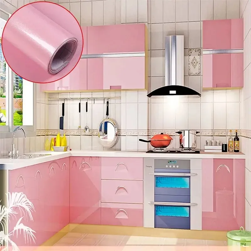 Europäische selbst klebende Tapete Farbe Flash PVC Tapeten Küchen schrank Tür Möbel DIY Aufkleber Vinyl dekorative Filme Image