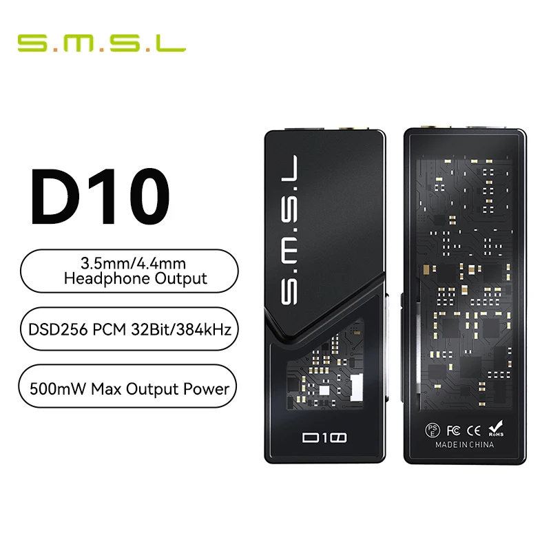 Smsl d10 tragbarer dac kopfhörer verstärker dsd256 32bit/384khz 3,5mm/4,4mm kopfhörer ausgang Image
