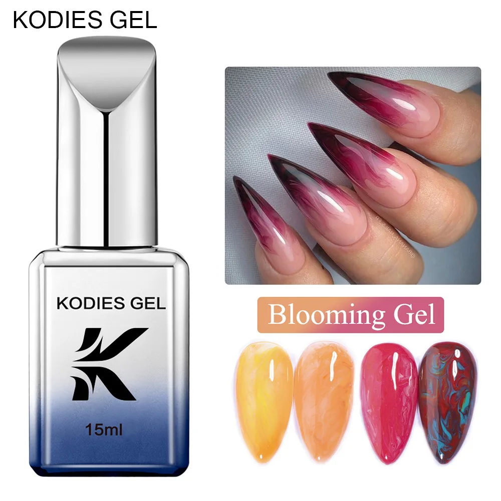 KODIES GEL Clear Blooming Gel Nagellack 15 ml weiß schwarz verteilen Marmor Gel Lack Aquarell semi-permanente Gel-Nagellacke Image