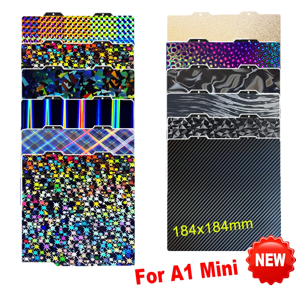 184 x 184 mm PEI-Blatt für Bambulab A1 Mini Bambu Lab Build Plate Smooth Heat Bed Federstahlblechplatte für Bamboo Lab A1 Mini Image