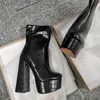 Only maker Frauen Stiefeletten hohe klobige Absätze Plattform Punk Booties Stein muster taillierte kurze dicke Winter schwarze Stiefel