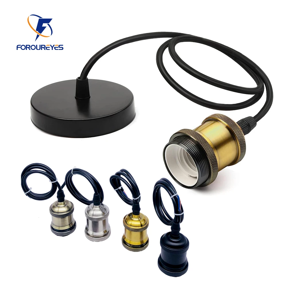 Vintage E27 Fassung 1m Drahts ch raube Basis Aluminium Industrie Retro Lampen fassung für Innen beleuchtung Bar Home Decoration Image