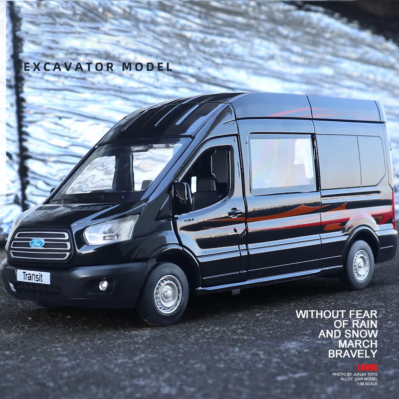 1:35 Legierung Bus FORD Transit Van Sprinter Legierung Spielzeug Auto Diecast MPV Modell Sound Licht Zurückziehen Kinder Geschenk Jungen für Spielzeug