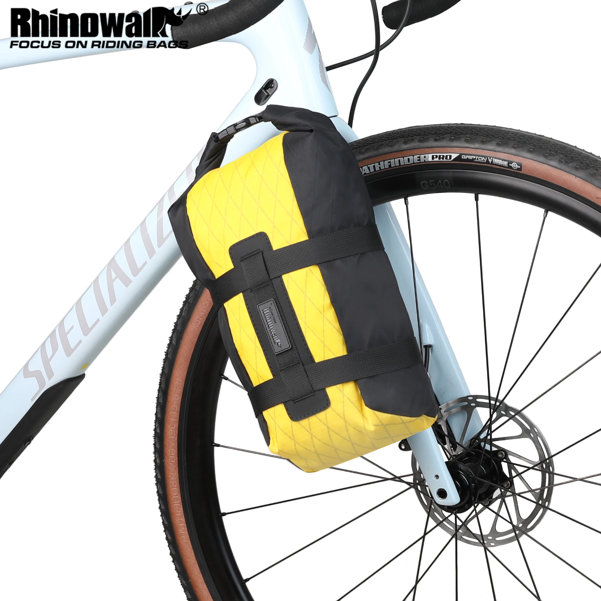 Rhinowalk Fahrradgabeltasche, Schnellspanner, 6,5 l, wasserdicht, Radfahren, Vorderrohr, passend für MTB, Fahrradfahren, Aufbewahrungstasche mit Halterungsgestell Image