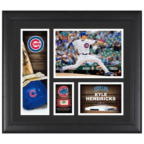 Kyle Hendricks Chicago Cubs, gerahmte 15 x 17 Zoll große Spielercollage mit einem Stück eines Spielballs