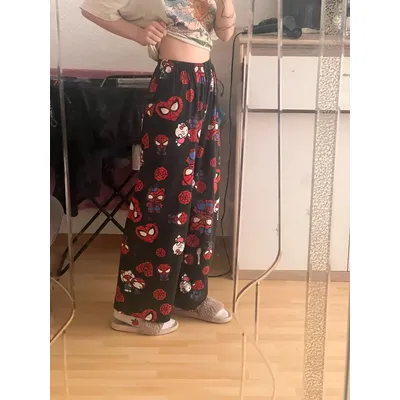 Hello Kitty Spider-Man anime pajama Pants Y2K cartoon loose slacks Family clothing Couple pants Girl