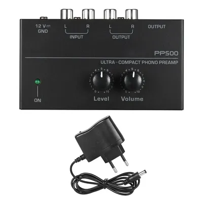 PP500 Phono Preamp Preamplifier Headphone Preamplifier Microphone Enlarge Mixer with Level Volume