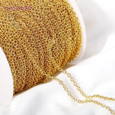3MM 18K Gold Plated Metal Thin Chains High Quality Spool Chain For Jewelry Making Supplies DIY