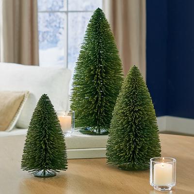 Tabletop Bottle Brush Trees, Set Of Three - Grandin Road