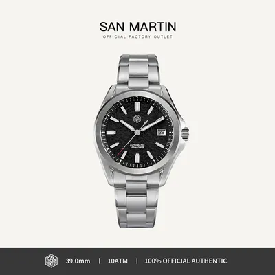 San Martin 39mm Luxury Sport Watch Fashion Dial NH35 Automatic Mechanical for Men Steel Watches Waterproof 10Bar Luminous SN0129