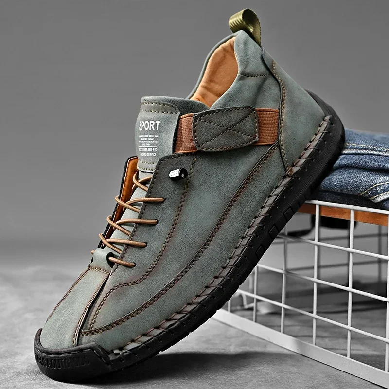 Leder Herren schuhe hand gefertigte atmungsaktive Herren Freizeit schuhe bequeme Herren Walking Sneakers Luxusmarke Boots schuhe plus Größe 38-48