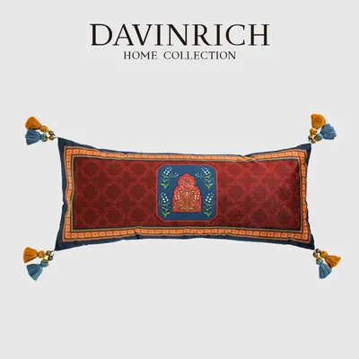 Davinrich dekorative Kissen Kissen bezug Akzent Kissen Samt Kissen Sham mit Quasten langes Bett Image