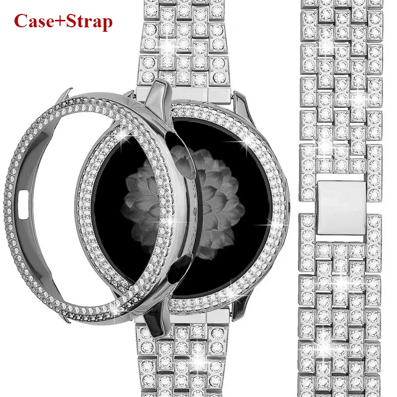 Armband gehäuse Schutz für Samsung Galaxy Uhr 6 5 40mm 44mm Metall armband für Galaxien uhr 4 44mm 40mm Band Diamant abdeckung Rahmen Image
