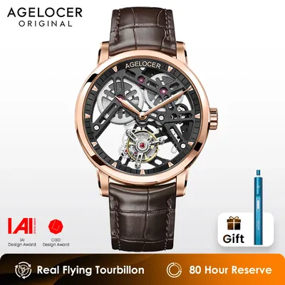 Neue AGELOCER Original Tourbillon Business Männer Uhr Top Marke Luxus Gold Skeleton Sapphire Uhr