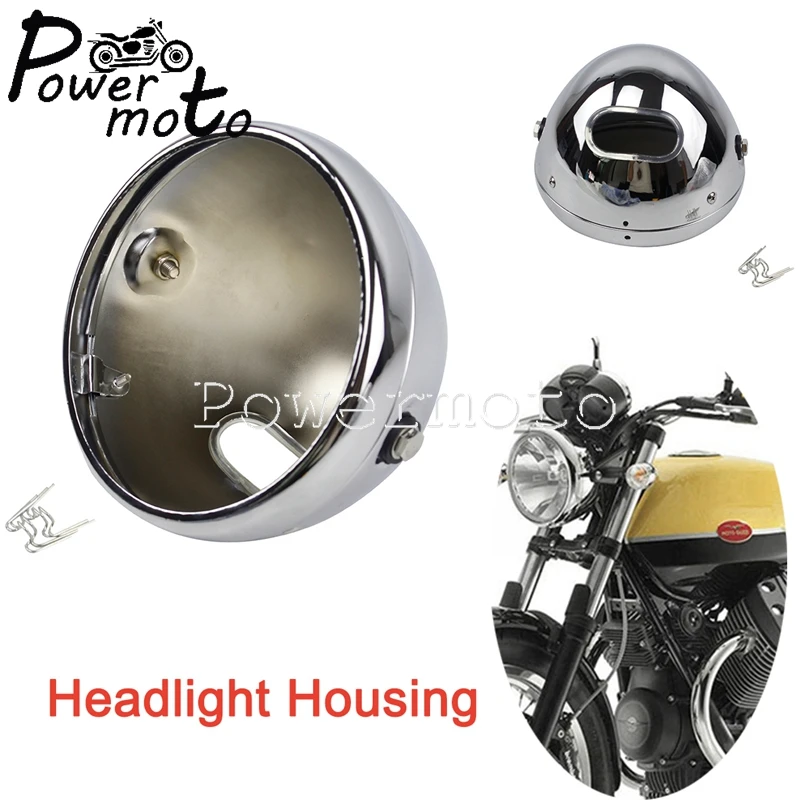 Chrom Motorrad Universal 7 Inch Scheinwerfer Gehäuse Für Harley Chopper Bobber Kunden LED Scheinwerfer Eimer Shell Stahl Abdeckung Image