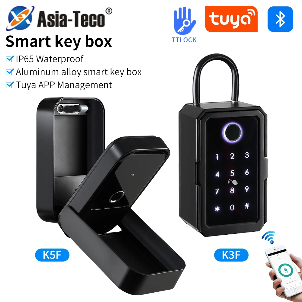 Fingerabdruck-Schlüsselkasten-Aufbewahrung, geheimes Schlüsselschloss, Sicherungsbox, Bluetooth, Tuya/Ttlock, App, Entsperren, WLAN, Gateway, Secreta, Sicherheitsbox, Vorhängeschloss Image