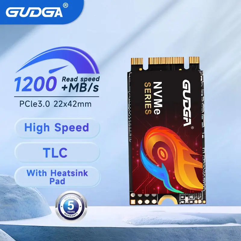 GUDGA M.2 NVMe SSD 1TB Solid-State-Laufwerk SSD M2 Nvme 2242 128GB 256GB 512GB M.2 PCIe Express Modul-Festplatte für Desktop-Laptop Image