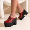 BLXQPYT Neue Ankunft 2022 Pumpen Leder Plattform Partei Sandalen Fashion Out Tür Pantoffel Keile Schuhe für Frauen Plus Größe 44 H-1