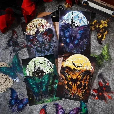 12 Stück Aufkleber Bronzing verloren Fantasie dunkel Gothic Retro Papier Schmetterling hand gefertigtes Material liefert Sammelalbum 171*103mm Image